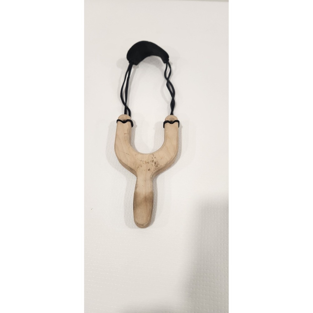 Vintage Hand‎ Made Slingshot  Leather Sling  6.5 In top 3.5 In Wide